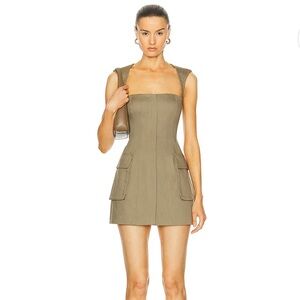 Cargo mini dress in olive green